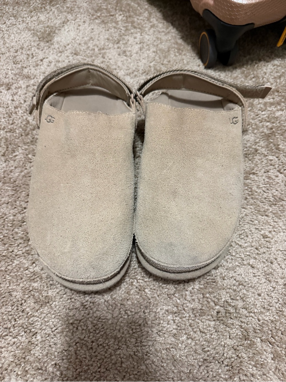UGG Kids Beige Suede Slip-On Clogs